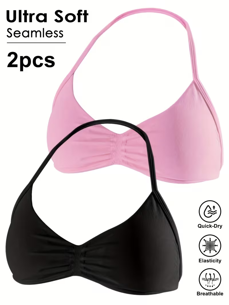 Plunge Bra Push Up - 2 szt. Bezszwowe, seksowne topy sportowe
